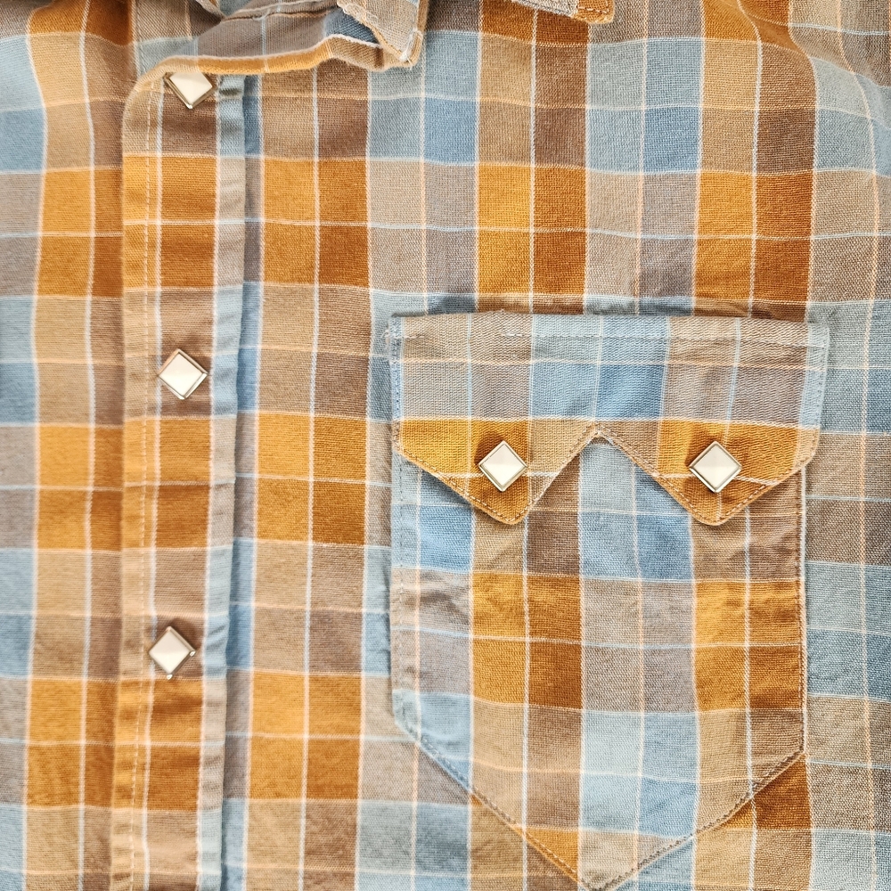 Rockmount Blue & Orange Plaid Western Shirt (M) - Picture 7 of 8